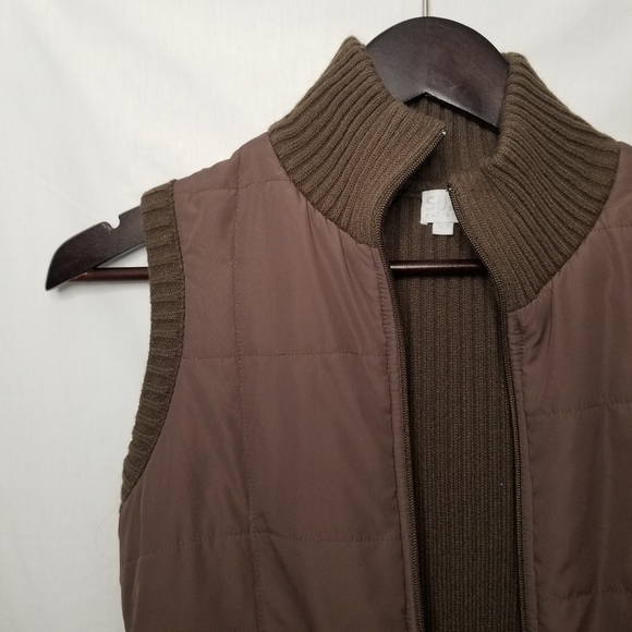 SUZY SHIER puffy double two way zip up brown vest - Picture 9 of 9